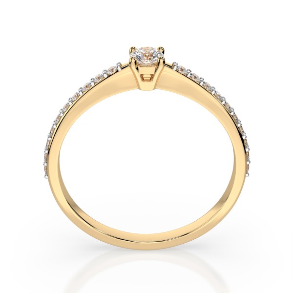 0,1+0,16 Karat Diamant Verlobungsring mit 21 Diamanten, Gelbgold 585 / 14K, Weite 49 mm, Gewicht ca. 1.2 g.