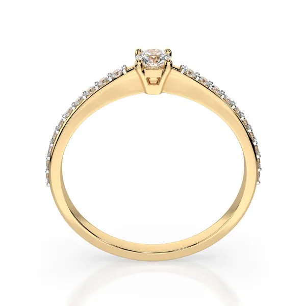 0,1+0,16 Karat Diamant Verlobungsring mit 21 Diamanten, Gelbgold 585 / 14K