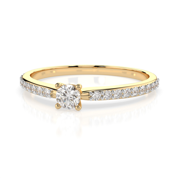 0,1+0,16 Karat Diamant Verlobungsring mit 21 Diamanten, Gelbgold 585 / 14K, Weite 72 mm, Gewicht ca. 1.2 g.