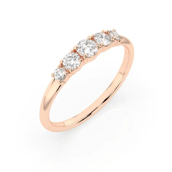 0,42 Karat Diamant Verlobungsring mit 5 Diamanten, Rotgold 585 / 14K, Weite 65 mm, Gewicht ca. 1.5 g.