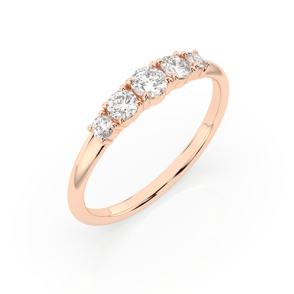 0,42 Karat Diamant Verlobungsring mit 5 Diamanten, Rotgold 585 / 14K, Weite 51 mm, Gewicht ca. 1.5 g.
