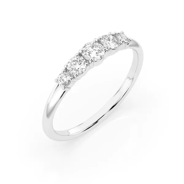 0,42 Karat Diamant Verlobungsring mit 5 Diamanten, Weißgold 585 / 14K, Weite 47 mm, Gewicht ca. 1.5 g.