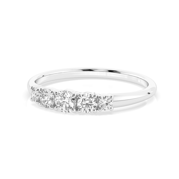 0,42 Karat Diamant Verlobungsring mit 5 Diamanten, Weißgold 585 / 14K, Weite 63 mm, Gewicht ca. 1.5 g.