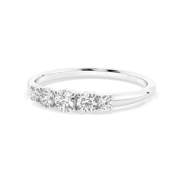 0,42 Karat Diamant Verlobungsring mit 5 Diamanten, Weißgold 585 / 14K