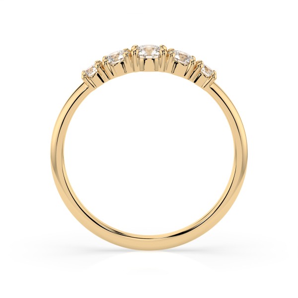 0,42 Karat Diamant Verlobungsring mit 5 Diamanten, Gelbgold 585 / 14K, Weite 68 mm, Gewicht ca. 1.5 g.