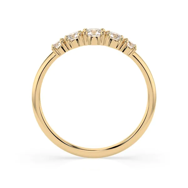 0,42 Karat Diamant Verlobungsring mit 5 Diamanten, Gelbgold 585 / 14K