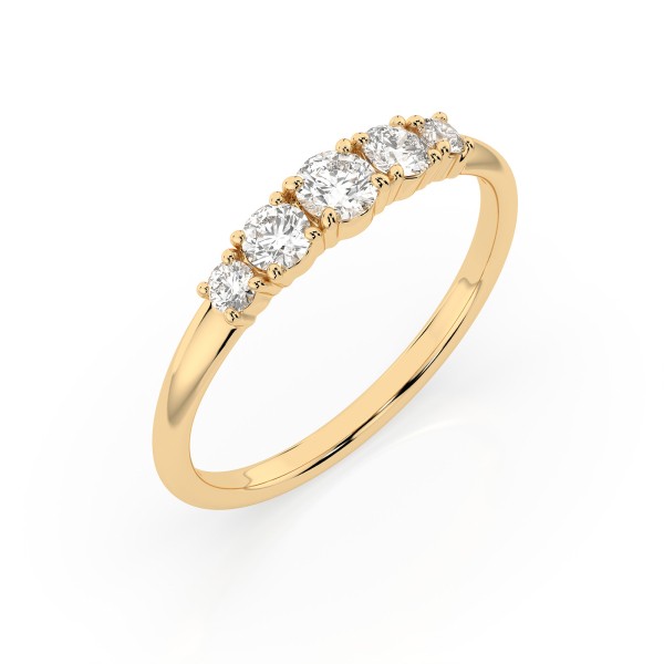 0,42 Karat Diamant Verlobungsring mit 5 Diamanten, Gelbgold 585 / 14K, Weite 71 mm, Gewicht ca. 1.5 g.