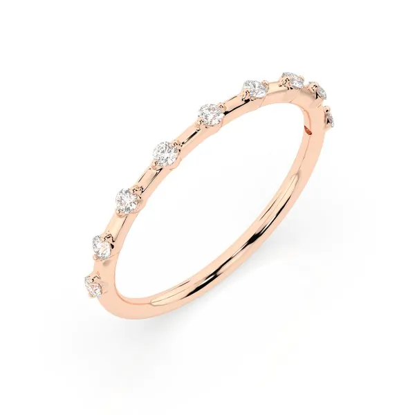 0,18 Karat Diamant Verlobungsring mit 9 Diamanten, Rotgold 585 / 14K, Weite 49 mm, Gewicht ca. 1.1 g.