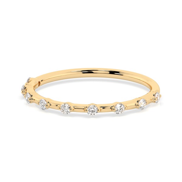 0,18 Karat Diamant Verlobungsring mit 9 Diamanten, Gelbgold 585 / 14K, Weite 72 mm, Gewicht ca. 1.1 g.