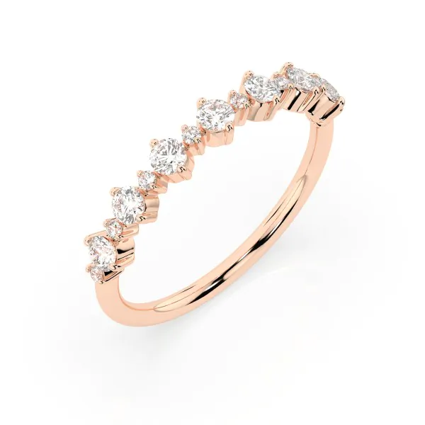 0,5 Karat Diamant Verlobungsring mit 15 Diamanten, Rotgold 585 / 14K, Weite 67 mm, Gewicht ca. 1.4 g.