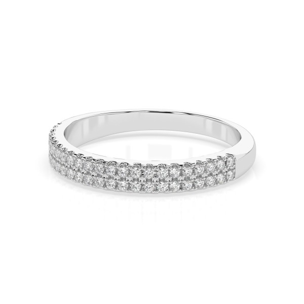 0,18 Karat Diamant Verlobungsring mit 46 Diamanten, Weißgold 585 / 14K, Weite 62 mm, Gewicht ca. 1.7 g.