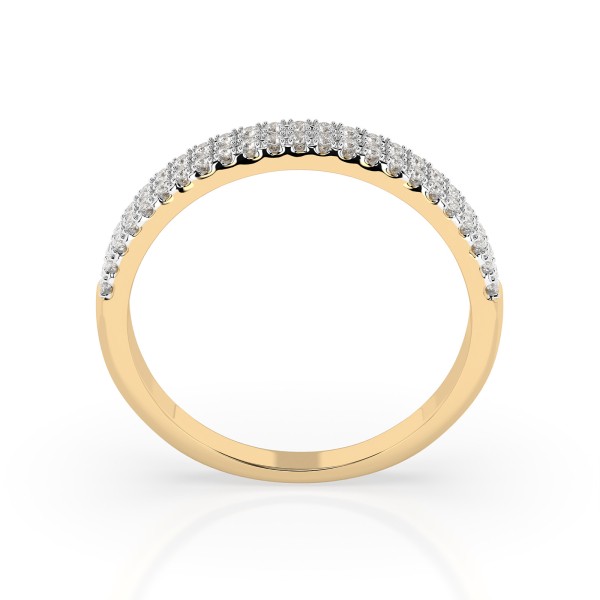0,18 Karat Diamant Verlobungsring mit 46 Diamanten, Gelbgold 585 / 14K, Weite 58 mm, Gewicht ca. 1.7 g.