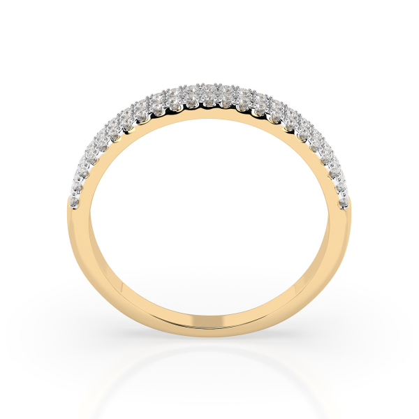 0,18 Karat Diamant Verlobungsring mit 46 Diamanten, Gelbgold 585 / 14K, Weite 61 mm, Gewicht ca. 1.7 g.