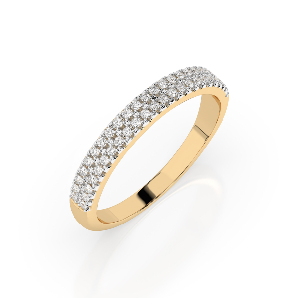 0,18 Karat Diamant Verlobungsring mit 46 Diamanten, Gelbgold 585 / 14K, Weite 61 mm, Gewicht ca. 1.7 g.