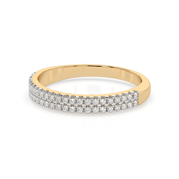 0,18 Karat Diamant Verlobungsring mit 46 Diamanten, Gelbgold 585 / 14K, Weite 61 mm, Gewicht ca. 1.7 g.