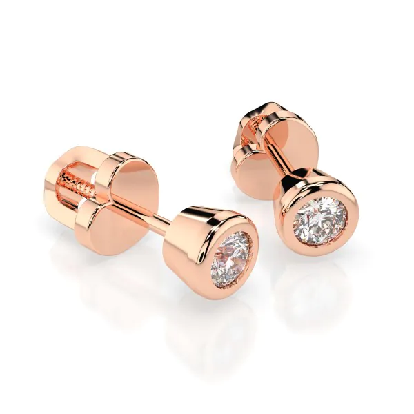 0,10 Karat Diamant Ohrstecker mit 2 echten Diamanten, Rotgold 585 / 14K