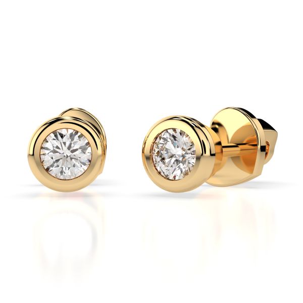 0,10 Karat Diamantohrstecker mit 2 echten Diamanten, Gelbgold 585 / 14K