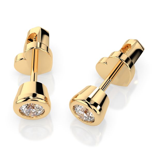 0,10 Karat Diamantohrstecker mit 2 echten Diamanten, Gelbgold 585 / 14K