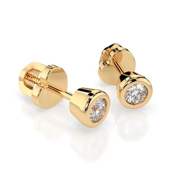 0,10 Karat Diamantohrstecker mit 2 echten Diamanten, Gelbgold 585 / 14K