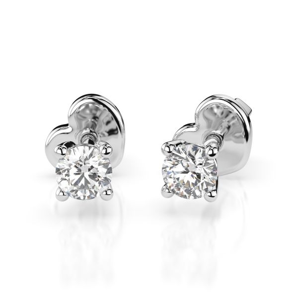0,12 Karat Diamantohrstecker mit 2 echten Diamanten, Weißgold 585 / 14K