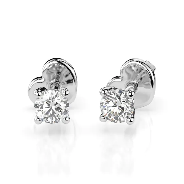 0,12 Karat Diamant Ohrstecker mit 2 echten Diamanten, Weißgold 585 / 14K