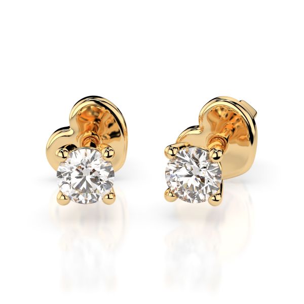 0,12 Karat Diamantohrstecker mit 2 echten Diamanten, Gelbgold 585 / 14K
