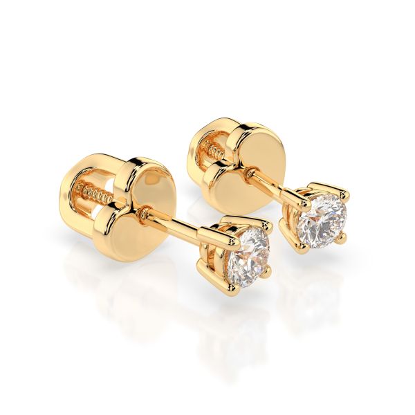 0,12 Karat Diamantohrstecker mit 2 echten Diamanten, Gelbgold 585 / 14K