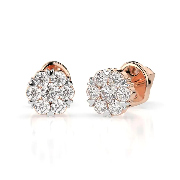 0,18 Karat Diamant Ohrstecker mit 14 echten Diamanten, Rotgold 585 / 14K