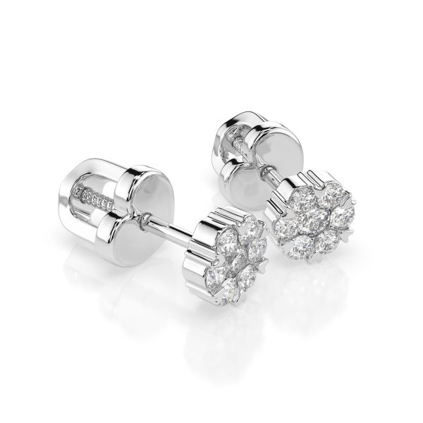 0,18 Karat Diamantohrstecker mit 14 echten Diamanten, Weißgold 585 / 14K