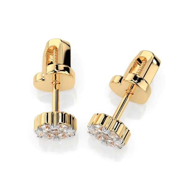 0,18 Karat Diamant Ohrstecker mit 14 echten Diamanten, Gelbgold 585 / 14K