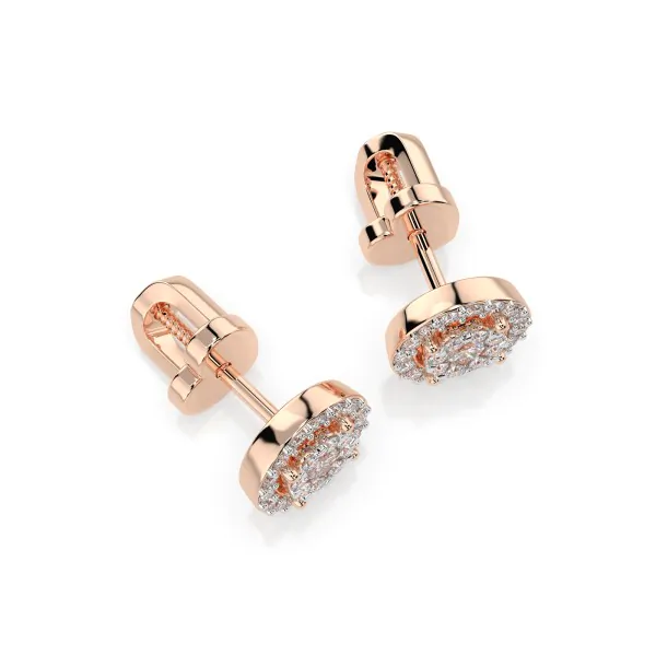 0,22 Karat Diamant Ohrstecker mit 50 echten Diamanten, Rotgold 585 / 14K