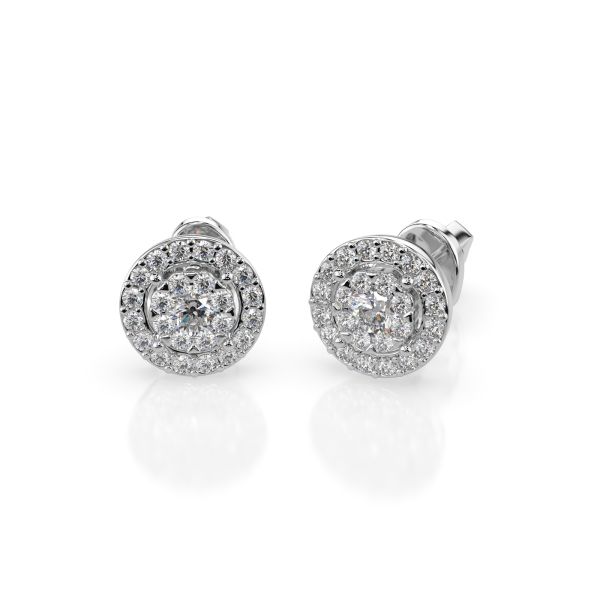 0,22 Karat Diamantohrstecker mit 50 echten Diamanten, Weißgold 585 / 14K