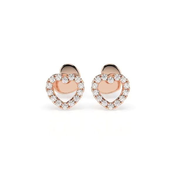 0,14 Karat Diamant Ohrstecker mit 28 echten Diamanten, Rotgold 585 / 14K