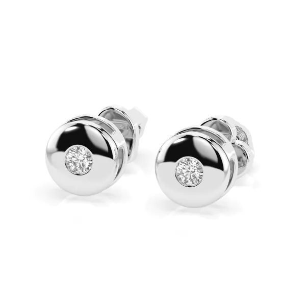 0,08 Karat Diamant Ohrstecker mit 2 echten Diamanten, Weißgold 585 / 14K