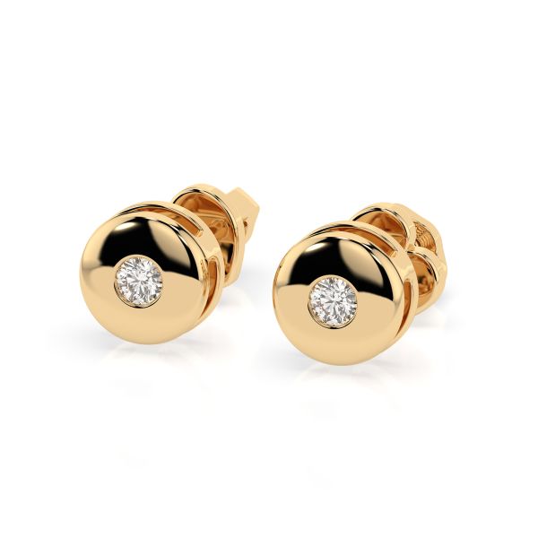 0,08 Karat Diamantohrstecker mit 2 echten Diamanten, Gelbgold 585 / 14K