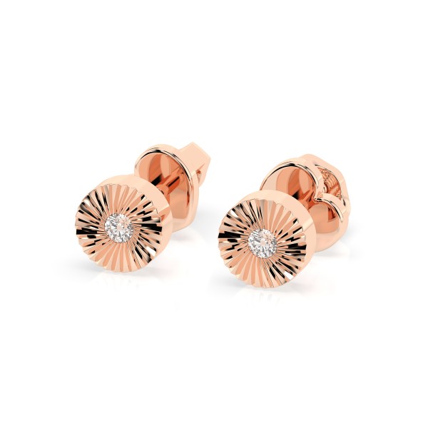 0,04 Karat Diamantohrstecker mit 2 echten Diamanten, Rotgold 585 / 14K