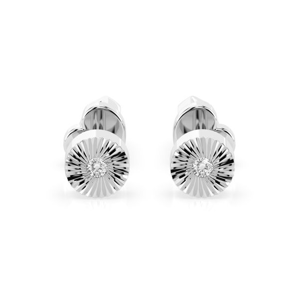 0,04 Karat Diamantohrstecker mit 2 echten Diamanten, Weißgold 585 / 14K