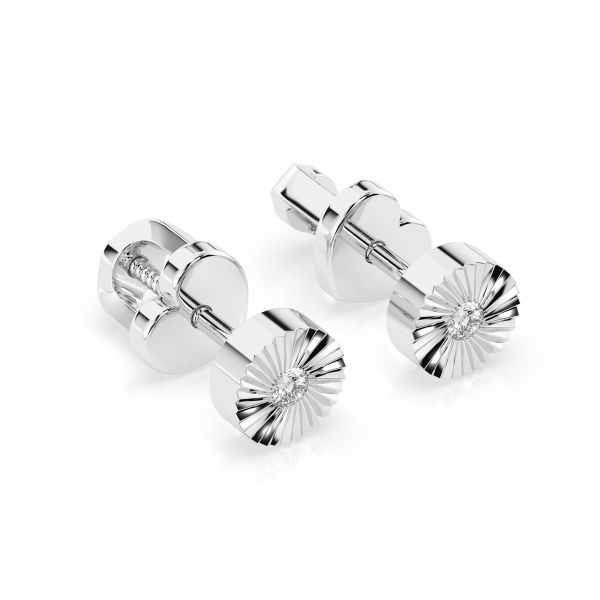 0,04 Karat Diamantohrstecker mit 2 echten Diamanten, Weißgold 585 / 14K