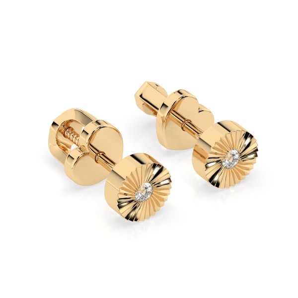 0,04 Karat Diamantohrstecker mit 2 echten Diamanten, Gelbgold 585 / 14K