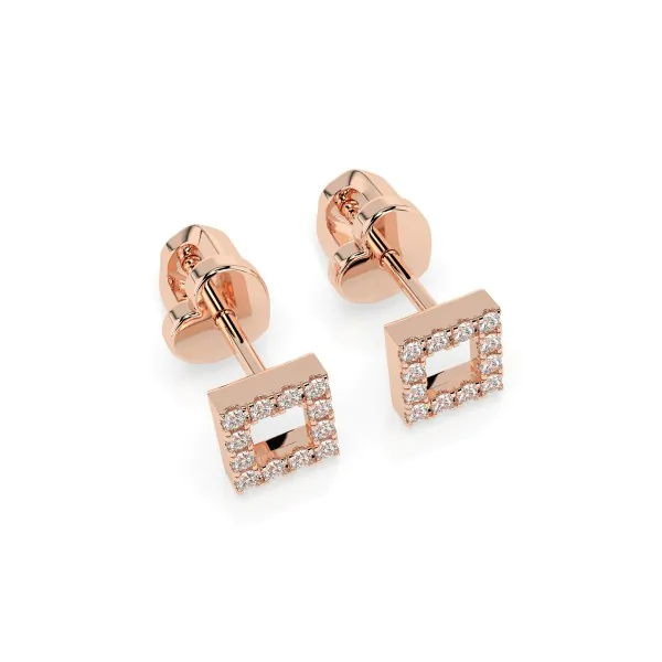 0,14 Karat Diamantohrstecke mit 24 echten Diamantenr, Rotgold 585 / 14K