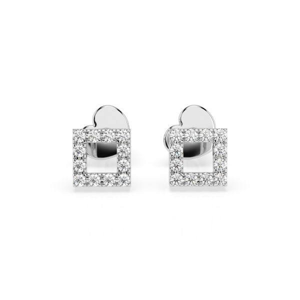 0,14 Karat Diamantohrstecke mit 24 echten Diamantenr, Weißgold 585 / 14K