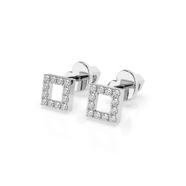 0,14 Karat Diamantohrstecke mit 24 echten Diamantenr, Weißgold 585 / 14K