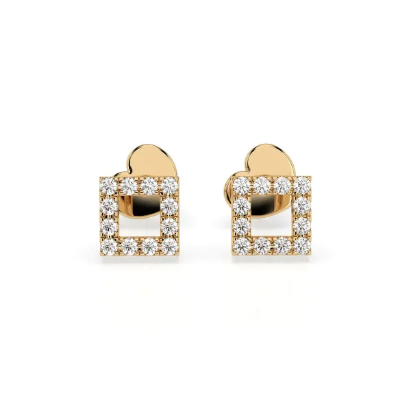 0,14 Karat Diamantohrstecke mit 24 echten Diamantenr, Gelbgold 585 / 14K