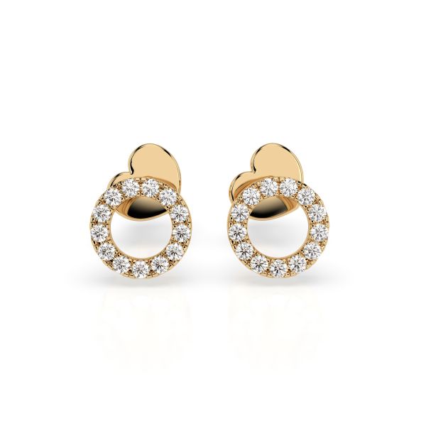 0,16 Karat Diamantohrstecker mit 26 echten Diamanten, Gelbgold 585 / 14K