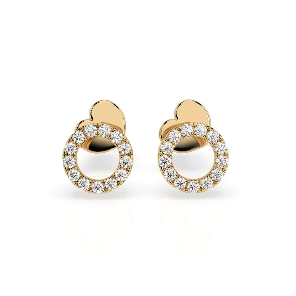 0,16 Karat Diamant Ohrstecker mit 26 echten Diamanten, Gelbgold 585 / 14K