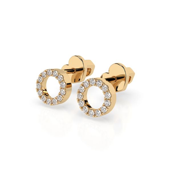0,16 Karat Diamantohrstecker mit 26 echten Diamanten, Gelbgold 585 / 14K