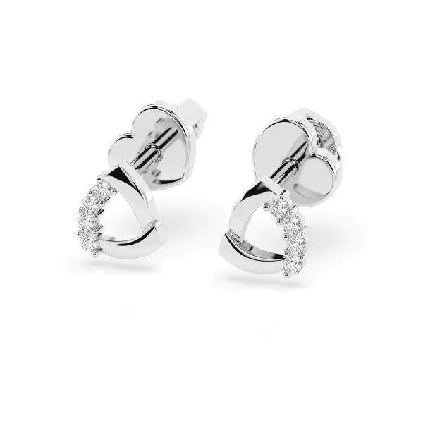 0,05 Karat Diamant Ohrstecker mit 8 echten Diamanten, Weißgold 585 / 14K