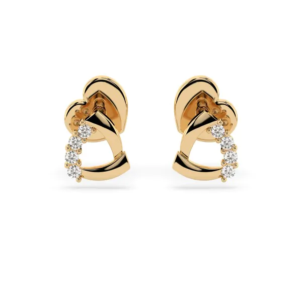 0,05 Karat Diamant Ohrstecker mit 8 echten Diamanten, Gelbgold 585 / 14K