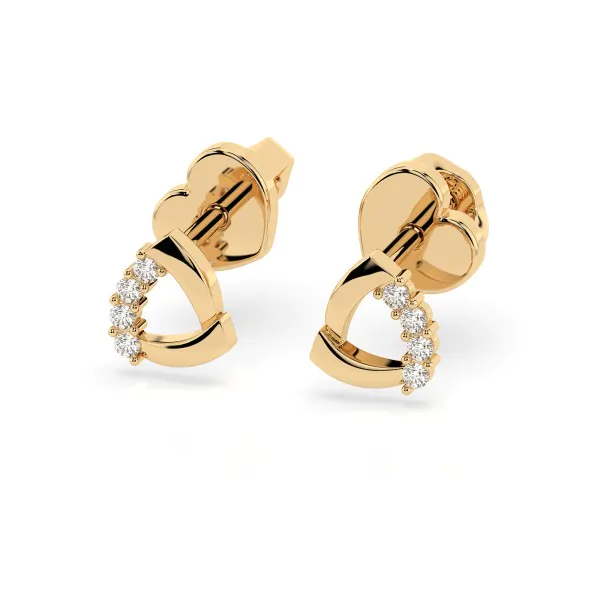 0,05 Karat Diamant Ohrstecker mit 8 echten Diamanten, Gelbgold 585 / 14K