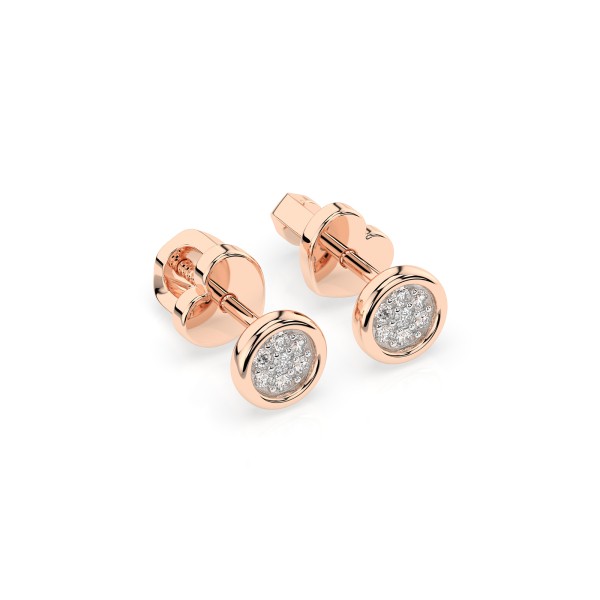 0,08 Karat Diamantohrstecker mit 14 echten Diamanten, Rotgold 585 / 14K